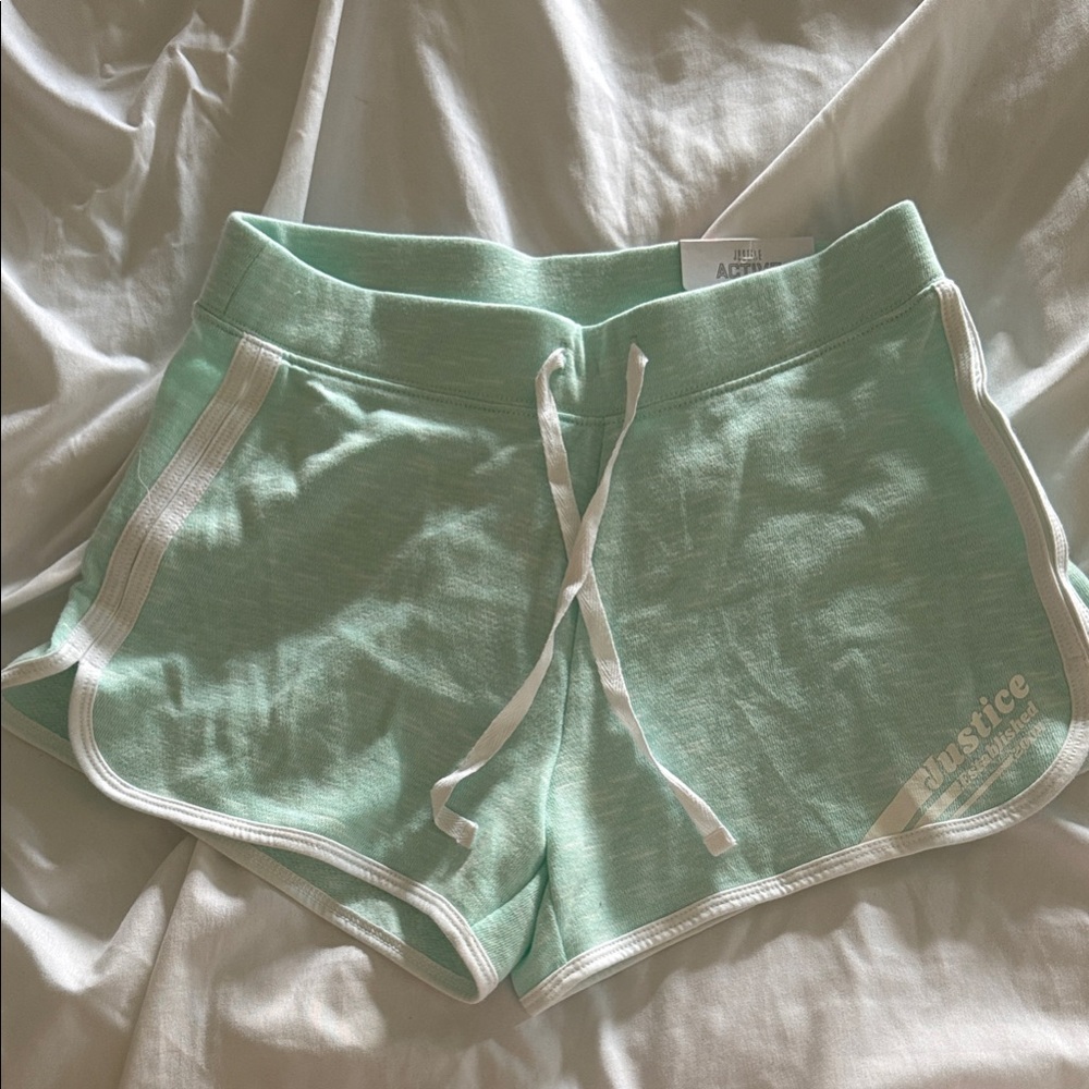 Justice Light Green Shorts with White Accents